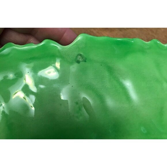 Royal Winton Snack Dish - Leaf Design - Green and Cream - 25.5cm long - Picture 3 of 5